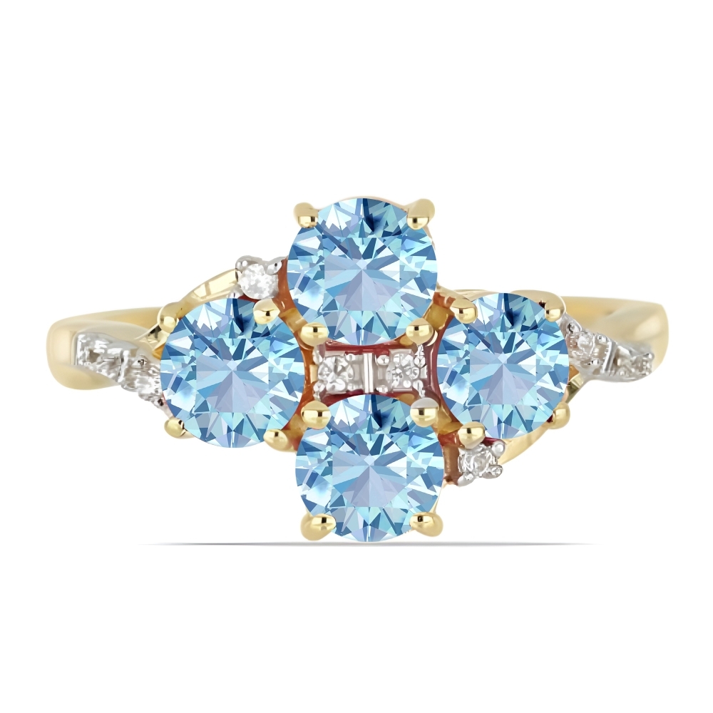 BUY 14K GOLD REAL AQUAMARINE GEMSTONE STYLISH RING